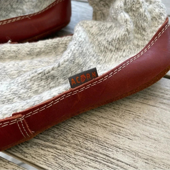 Acorn Mens Rag Cotton Leather Sock Slippers Mens Size 10.5-11.5 - Picture 3 of 5